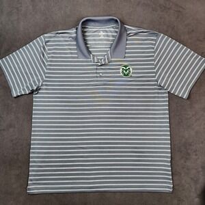 Colorado State Rams Knights Apparel Polo Shirt Mens XXL Gray Striped Performance